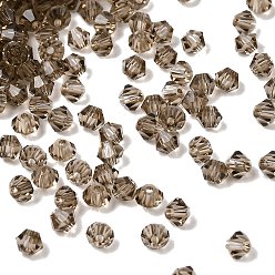 Коричневый Прозрачные стеклянные бусины, двухконусные, граненые, кофе, 4x3.5 мм, отверстие : 0.8 мм, около 720 шт / упаковка
