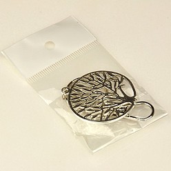 Platinum Tibetan Style Tree of life Keychain, with Iron Key Clasp Findings and Alloy Swivel Clasps, Platinum, 100mm