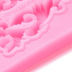 Hot Pink Retro Embossed Vine Fondant Molds, Cake Border Decoration Food Grade Silicone Molds, for Chocolate, Candy, UV Resin & Epoxy Resin Craft Making, Hot Pink, 59x52x6mm, Inner Diameter: 47x18.5mm