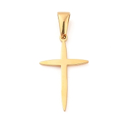 Золотой 304 подвески из нержавеющей стали, крестик, золотые, 26x16x1.5 мм, отверстие : 6x2.5 мм