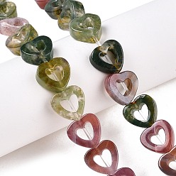 (RRHB277) Кристалл на подкладке из медово-бежевого цвета Природный агат бисер нитей, полые сердца, 10x10x3~4 мм, отверстие : 1 мм, около 20 шт / нитка, 7.48 дюйм (19 см)