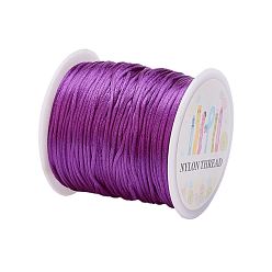 Dark Violet Nylon Thread, Rattail Satin Cord, Dark Violet, 1.0mm, about 76.55 yards(70m)/roll
