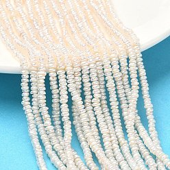 Белый Навахо Нити из натурального культивированного пресноводного жемчуга, рондель, класс 4а+, навахо белый, 3~3.5 мм, отверстие : 0.5 мм, около 165 шт / нитка, 14.96 дюйм (38 см)