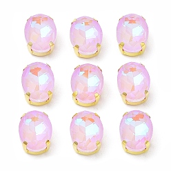 Фиолетовый Мокко(мк) овал пришить по стразам, многожильных ссылки, с золотыми тонами латунных зубьев, аксессуары для одежды, фиолетовые, 14x10x6 мм, отверстие : 1.2 мм