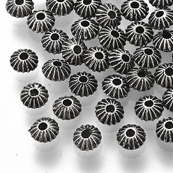 Antique Silver CCB Plastic Beads, Corrugated Beads, Rondelle, Antique Silver, 4.5x3mm, Hole: 1.2mm, about 15200pcs/400g