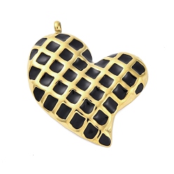 Черный 304 подвески из нержавеющей стали, с эмалью, брелок в виде шахматного сердца, золотые, чёрные, 25x24x4 мм, отверстие : 2 мм