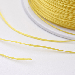 Gold Flat Elastic Crystal String, Elastic Beading Thread, for Stretch Bracelet Making, Gold, 0.7mm, about 546.8 yards(500m)/roll