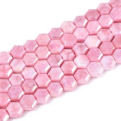 Фламинго Антикоррозийные гальванические стеклянные бусины, имитация драгоценных камней, шестиугольник, с покрытием AB цвета, граненые, два тона, фламинго, 5x6x3 мм, отверстие : 0.9~1 мм, около 73~74 шт / нитка, 14.96~15.16'' (38~38.5 см)