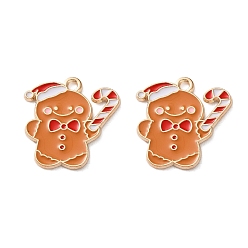 Gingerbread Man Подвески из эмали и сплава, Новогодняя тема, золотой свет, Колобок, 20.5x20x1.3 мм, отверстие : 1.6 мм