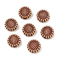 Flower Opaque Acrylic Imitation Wood Beads, Sandy Brown, Sunflower, 5x4mm, Hole: 1.8mm