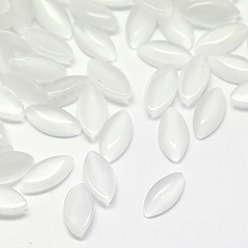 White Cat Eye Cabochons, Horse Eye, White, 15x7x2.5mm