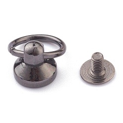 Gunmetal Alloy Ball Studs Rivets, for Phone Case DIY, DIY Leather Craft, Handbag, Purse Accessories, with Philip's Head Screw and Jump Rings, Gunmetal, 20mm, Hole: 10mm, Ring: 13x1.5mm, Screw: 3x5x8mm