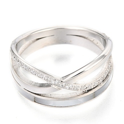 Нержавеющая Сталь Цвет 304 из нержавеющей стали крест крест кольца, со стразами, цвет нержавеющей стали, размер США 7, внутренний диаметр: 17 мм