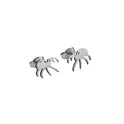 Stainless Steel Color 304 Stainless Steel Stud Earrings for Women, Spider, with 316 Surgical Stainless Steel Pin, Stainless Steel Color, 7x10mm