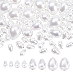 Белый 60 шт. 4 стили бусины из ракушек и жемчуга, слеза, белые, 7~16x4~12 мм, отверстие : 0.8~1.2 мм