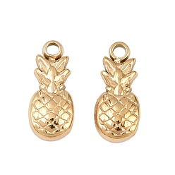 Настоящее золото 14K 304 прелести нержавеющей стали, ананас, реальный 14 k позолоченный, 12x5x2 мм, отверстие : 1.4 мм
