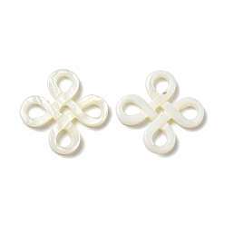 Белый Натуральный белый кабошоны оболочки, Китайский узел, белые, 25x25x2 мм