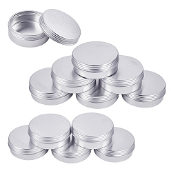 Platinum Round Aluminium Tin Cans, Aluminium Jar, Storage Containers for Cosmetic, Candles, Candies, with Screw Top Lid, Platinum, 4.8x1.8cm, Capacity: 25ml, 24pcs/set