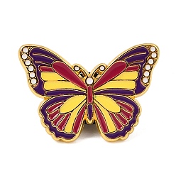 Indigo Enamel Pin Badge, Golden Alloy Lapel Pin Backs for Backpack Clothes, Butterfly, Indigo, 20.5x29.5mm