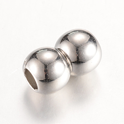 Platinum Acrylic Magnetic Clasps with Glue-in Ends, Double Round, Platinum, 18x11mm, Half Hole: 5mm