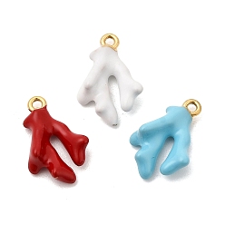 (52) Непрозрачная лаванда 304 нержавеющей стальной эмали подвески, подвески в форме коралла, ионное покрытие (ip), реальный 18 k позолоченный, разноцветные, 16.5x11x5 мм, отверстие : 1.4 мм