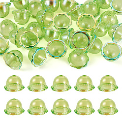 Светло-зеленый 30 шт., акриловые колпачки с УФ-покрытием, цветок, светло-зеленый, 24x15.5 мм, отверстие : 3 мм, внутренний диаметр: 16.5 мм