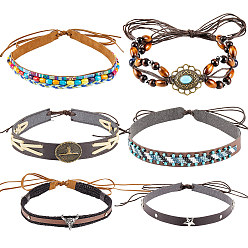 (52) Непрозрачная лаванда 6 шт. 6 стили этнический стиль плоская регулируемая шляпа лента, для ковбойской шляпы, шляпа-федора с загнутыми полями, украшение соломенной шляпы, разноцветные, 1260~1380x18~37.5x5~13 мм, 1 шт / стиль