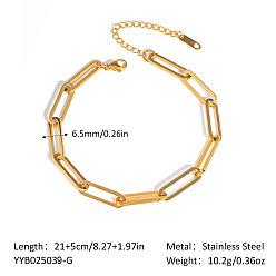 Настоящее золото 18K Европейский стиль 304 браслет из цепочек-скрепок из нержавеющей стали для женщин, реальный 18 k позолоченный, 8-1/4 дюйм (21 см)