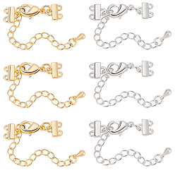 (52) Непрозрачная лаванда 8шт. латунные удлинители цепочки, концевые цепочки с застежками-лобстерами и застежками из двух нитей ожерелья, разноцветные, 67 мм, 4 шт / цвет, 2 цветов