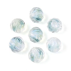 Светло-Синий Фактурные внутренние бусины-лэмпворк ручной работы с цветком, круглые, голубой, 12 мм, отверстие : 1.5 мм, около 20 шт / нитка