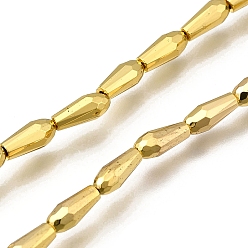 с Золотистым Покрытием Стеклянные бусины с гальваническим покрытием , teadrop, граненые, с золотым покрытием, 10x4.5 мм, отверстие : 0.9 мм, около 42 шт / нитка, 15.75'' (40 см)