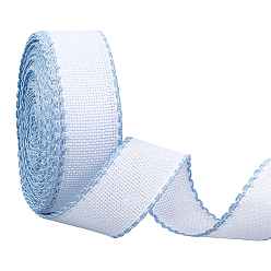 Bleu Ciel Clair 13.5m ruban à bords ondulés en polyester, accessoires de vêtements, lumière bleu ciel, 1-3/8 pouces (35 mm)