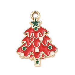 Рождественская елка Подвески из эмали и сплава, золотые, рождественская елка, 24x17x1.5 мм, отверстие : 2 мм