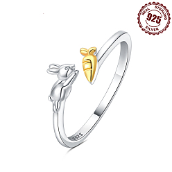 Кролик 925 регулируемые открытые манжеты из стерлингового серебра, с кубического циркония, кролик, внутренний диаметр: 18 мм