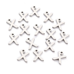 Letter X Не тускнеющие 304 подвески из нержавеющей стали, матовый стиль, греческий алфавит, цвет нержавеющей стали, letter.x, letter.c: 9.5x8x1.5 мм, отверстие : 1.5 мм