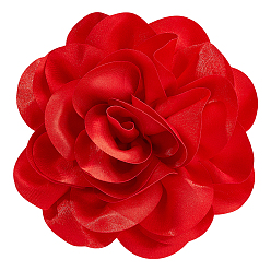 Красный Броши-цветы из полиэстера, с железными контактами, для шитья украшений, красные, 175x40 мм