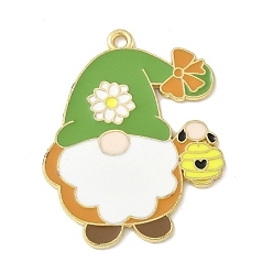Gnome Эмалевые подвески из сплава на тему пчел, золотые, гном, 34.5x27.5x1 мм, отверстие : 1.8 мм