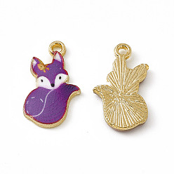 Темная Орхидея Подвески из окрашенного сплава, очарование лисы, без кадмия, без никеля и без свинца, золотые, темные орхидеи, 19.5x11.5x2 мм, отверстие : 1.5 мм