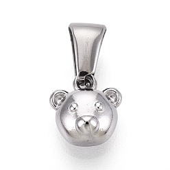 Нержавеющая Сталь Цвет 303 подвески из нержавеющей стали, брелоки в виде плюшевых мишек, цвет нержавеющей стали, 8.5x8x4.5 мм, отверстие : 6.5x2.8 мм