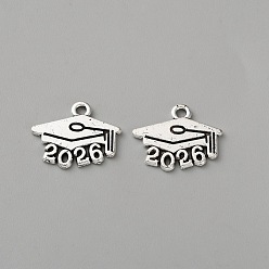 Античное Серебро Подвески из цинкового сплава в тибетском стиле для выпускного сезона, шляпа с 2026, античное серебро, 15x17.5x1 мм, отверстие : 1.6 мм