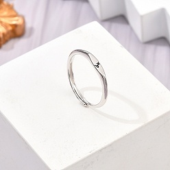 Козерог Родиевое покрытие 925 регулируемые кольца из стерлингового серебра, платина, двенадцать созвездий, Козерог, 2 мм, внутренний диаметр: 16 мм