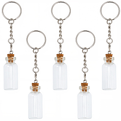 Платина 5шт. брелки в виде стеклянных бутылок, литыми кольцами, платина, 113 мм