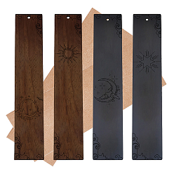 Смешанные Узоры 1 набор деревянных закладок набор, лазерная гравировка, прямоугольные, смешанные узоры, 148x25 мм, 4 шт / комплект