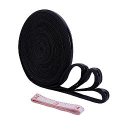 Черный 1 Рулонный плоский полипропиленовый нескользящий эластичный шнур, силиконовый захват эластичный шнур, с 1 рулоном мягкой полиуретановой рулетки, чёрные, 15 мм, около 10.00 ярдов (9.14 м) / рулон