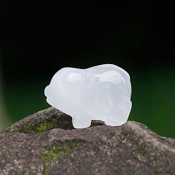Хрусталь Украшение дисплея скульптуры из натурального кварца, для домашнего офисного стола, свинья, 15~18x25~27x12 мм