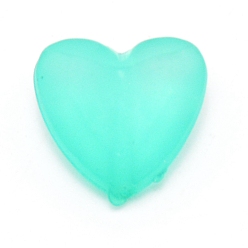 Aquamarine Opaque Acrylic Beads, Frosted, Heart, Aquamarine, 12x12.5x7mm, Hole: 1.6mm