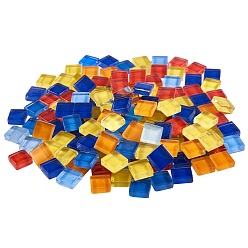 Mixed Color 2 Bags 2 Colors Transparent Glass Cabochons, Mosaic Tiles, for Home Decoration or DIY Crafts, Square, Mixed Color, 10x10x4mm, 200pcs/bag, 1bag/color
