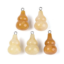 Топаз Нефрит Натуральный топаз нефрита подвески, тыквенные прелести, с 201 петлями из нержавеющей стали, цвет нержавеющей стали, 24x13.5~14 мм, отверстие : 1.8 мм