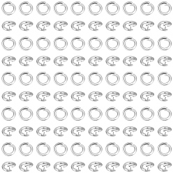 Посеребрённый Латуни Twister застежками, кольцо, 925 серебро покрытием, 5.5x1 мм, отверстие : 3 мм, 100 шт