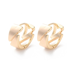 Настоящее золото 18K Латунные серьги обруча, долговечный, реальный 18 k позолоченный, 13x14x6 мм, штифты : 0.7 мм